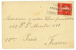 1907 10c SEMEUSE Obl. Trés Rare Cachet Encadré RECEIVED BY FRENCH STEAMER BOMBAY Sur Lettre Pour PARIS. TTB. - Maritime Post