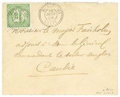 CRETE : 1899 TIMBRE TAXE Grec 20l Obl. Cachet Du Bureau Français De HIERAPETRA Sur Enveloppe Pour CANDIE. Verso, Cachet  - Altri & Non Classificati