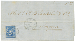 "MERSINA" : 1878 25c SAGE Bleu Obl. MERSINA TURQUIE D'ASIE Sur Lettre Pour SMYRNE. TB. - Other & Unclassified