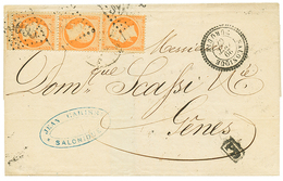 1867 40c(n°23)x3 Obl. GC 5095 + SALONIQUE TURQUIE Sur Lettre Pour L' ITALIE. TTB. - Other & Unclassified