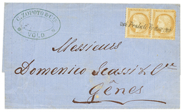 "VOLO" : 1876 Paire 15c CERES Obl. COI POSTALI FRANCESI Sur Lettre De VOLO Pour GENES(ITALIE). TTB. - Other & Unclassified