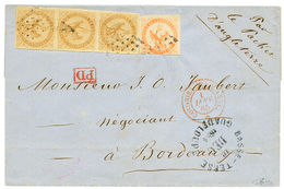 GUADELOUPE : 1864 AIGLE 10c Bande De 3 + 40c(pd) Sur Lettre De BASSE-TERRE Pour BORDEAUX. TB. - Sonstige & Ohne Zuordnung