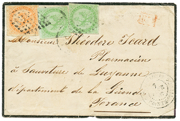 GUADELOUPE : 1867 AIGLE 5c(x2) + 40c Sur Lettre De POINTE A PITRE Pour La FRANCE. TB. - Altri & Non Classificati