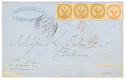 MARTINIQUE : 1864 AIGLE 10c Bande De 3 + 40c Obl. MQE Sur Lettre(pd) De ST PIERRE Pour BORDEAUX. Signé BEHR. TB. - Autres & Non Classés