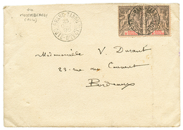 1896 Paire 25c Obl. GRAND-TABOU COTE D' IVOIRE Sur Env. Via MOYENBEREBY Pour BORDEAUX. Double Port. TTB. - Altri & Non Classificati