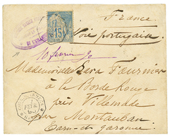 GABON : 1890 CG 15c Obl. CORR. D' ARMEES GABON + DIVISION NAVALE FRANCAISE DE L' ATLANTIQUE/ CROISEUR LE "SANEE" En Viol - Autres & Non Classés