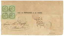 "Tarif Des IMPRIMES à 4c" : 1867 Bloc De 4 Du 1c AIGLE Obl. Sur IMPRIME Complet (papier Fragile) De POINTE-A-PITRE Pour  - Other & Unclassified