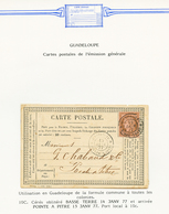 1877 CG 10c Obl. POINTE A PITRE Sur CARTE PRECURSEUR (formule Commune à Toutes Les Colonies) En Port Local. Rare. TB. - Sonstige & Ohne Zuordnung