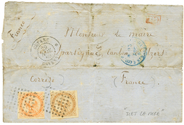 "Prisonnier à ILET LA MERE" : 1869 AIGLE 10c + 40c Obl. Carré De Points + GUYANE CAYENNE Sur Lettre (pd) Avec Texte Comp - Sonstige & Ohne Zuordnung