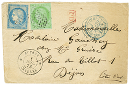 1873 CG 20c CERES (n°12) + 5c CERES (n°17) TTB Margés Obl. Sur Lettre De Militaire De CAYENNE Pour La FRANCE. RARE. TB. - Otros & Sin Clasificación