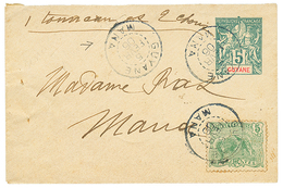 "MANA" : 1906 Entier 5c Groupe + 5c FOURMILIER Obl. GUYANE MANA Pour MANA. RARE. TTB. - Altri & Non Classificati