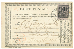 1882 CG 10c SAGE Obl. SAIGON COCHINCHINE Sur CARTE PRECURSEUR Pour L' ANGLETERRE. RARE. TTB. - Sonstige & Ohne Zuordnung