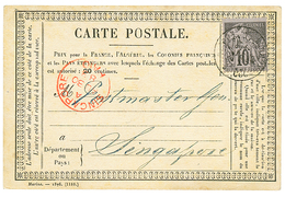 1883 CG 10c ALPHEE DUBOIS Obl. SAIGON COCHINCHINE Sur CARTE PRECURSEUR Pour SIGAPOUR. Verso, LIGNE N PAQ FR. Destination - Sonstige & Ohne Zuordnung