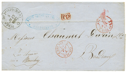 "PORT PAYE En NUMERAIRE" : 1862 BUREAU DE PONDICHERY + PD (PAID In Casch) Sur Lettre Pour La FRANCE. TTB. - Sonstige & Ohne Zuordnung