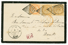 "INDES - Losange De MAHE" : 1867 AIGLE Paire Du 10c + 40c Obl. Losange De 64 Points (type Spécial) + INDE MAHE Sur Envel - Sonstige & Ohne Zuordnung