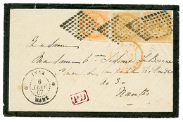 "INDES - Losange De MAHE" : 1867 AIGLE Paire Du 10c + 40c Obl. Losange De 64 Points (type Spécial) + INDE MAHE Sur Envel - Otros & Sin Clasificación