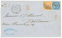 1869 AIGLE 20c + 40c + ETAB. FR. DE L' INDE PONDICHERY Sur Lettre Pour BORDEAUX. TTB. - Other & Unclassified