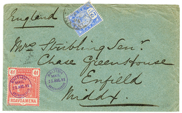 MADAGASCAR : 1895 NATAL 2 1/2d + MADAGASCAR 4d BRITISH INLAND MAIL Canc. BRITISH MAIL ANTANANARIVO On Envelope To ENGLAN - Sonstige & Ohne Zuordnung