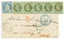 MARTINIQUE : 1871 CG Bande De 5 Du 1c (1 Ex. Pli) + 20c CERES Obl. MQE Sur Lettre Au Tarif Militaire De FORT DE FRANCE P - Other & Unclassified