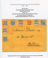 1918 25c (x2)+ 50c + 5d (x2) + 6d + 1 SHILLING Obl. VILA NEW HEBRIDES Sur Enveloppe RECOMMANDE Pour L' AUSTRALIE. Combin - Sonstige & Ohne Zuordnung