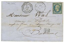 "GOREE - CORR. D'ARMEES GUIENNE" : 1863 FRANCE 20c(n°14) Obl. ANCRE + CORR. D'ARMEES GUIENNE Sur Lettre Sans Texte Datée - Sonstige & Ohne Zuordnung