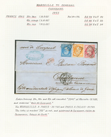 "Tricolore Pour La CASAMANCE" : 1865 20c(n°22) + 40c(n°23) + 80c(n°24) Sur Lettre De MARSEILLE Pour CARABANNE, RIVIERE D - Sonstige & Ohne Zuordnung
