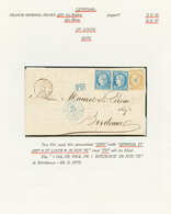 1872 CG 10c CERES (n°11) + Paire 20c CERES (n°12) Obl. SNG + SENEGAL ST LOUIS Sur Lettre Pour La FRANCE. Combinaison RAR - Sonstige & Ohne Zuordnung