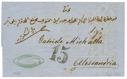 1864 "15" Tax Marking (special Type) On Entire Letter From TRIESTE To ALESSANDRIA(EGYPT). Superb. - Eastern Austria
