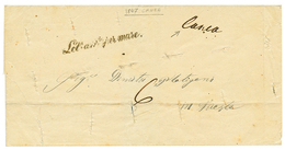 "CANEA" : 1847 "CANEA" Manuscript + Italian Cachet LETa.ARR.PER MARE On Disinfected Entire To TRIESTE. RARE. Vvf. - Eastern Austria