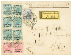 "CORPS OCCUPATION FRANCAIS De CRETE" : 1904 5c(x6) + 10c(x2) + 25c Canc. CANEA On REGISTERED Envelope From French Soldie - Eastern Austria