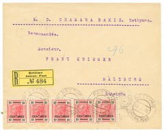 "RETTIMO" : 1908 10c Strip Of 5 Canc. RETTIMO On REGISTERED Envelope To AUSTRIA. Superb. - Levante-Marken