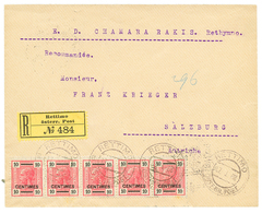 "RETTIMO" : 1908 10c Strip Of 5 Canc. RETTIMO On REGISTERED Envelope To AUSTRIA. Superb. - Oriente Austriaco