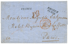 "RHODES" : 1860 RHODUS/28.MAR + FRANCA + PD Red On Entire Letter To FRANCE. Superb. - Levante-Marken