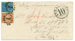 1868 BARBADOS 1d + 4d Canc. 1 + BARBADOES (verso) On Envelope Via HAVANNA To USA. Scarce. Vf. - Barbados (...-1966)