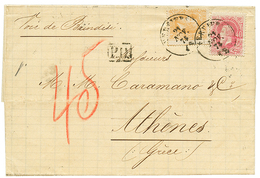 BELGIUM To GREECE : 1874 30c + 40c Canc. VERVIERS On Entire Letter To ATHENS (GREECE). RARE. Vf. - Other & Unclassified