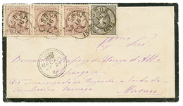 MACAO : 1882 PORTUGUAL 5r + 25r(x3) Canc. LISBOA + Superb Crown Cds MACAO On Envelope To MACAO. RARE. Exhibition Item. S - Other & Unclassified