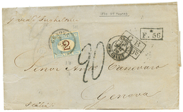 DANISH WEST INDIES : 1870 GB/ 1F60c + F./56 + 2L Italian POSTAGE DUE On Entire Letter From ST THOMAS To ITALY. Unique Co - Denmark (West Indies)