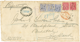 FIJI : 1891 1d(x3) + 6d(x2) + Rare Cachet REGISTERED LEVUKA FIJI On Envelope To ENGLAND. Some Faults. RARE. Vf. - Fidschi-Inseln (...-1970)
