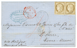 "GUADELOUPE - BRITISH STEAMSHIP AGENT To ST PIERRE ET MIQUELON" : 1875 FRENCH COLONIES 30c(x2) + Red Cachet GUADALOUPE P - Altri & Non Classificati