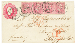 PRUSSIA : 1860 P.Stat (refolded) 1Sgr + 1sgr Strip Of 4 With Nice Margins Canc. COBLENZ To ENGLAND. RARE. J. KASTAUN Cer - Other & Unclassified
