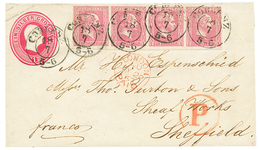 PRUSSIA : 1860 P.Stat (refolded) 1Sgr + 1sgr Strip Of 4 With Nice Margins Canc. COBLENZ To ENGLAND. RARE. J. KASTAUN Cer - Sonstige & Ohne Zuordnung