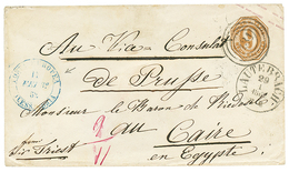 TOURS & TAXIS Via TRIESTE To EGYPT : 1869 P./Stat 9k Canc. 131 + LAUTERBACH + Blue Egyptian Cachet POSTA EUROPEA ALESSAN - Other & Unclassified