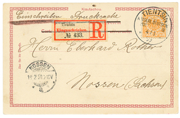 CHINA - VORLAUFER : 1899 25pf Canc. TIENTSIN On REGISTERED Card To GERMANY. Superb. - Cina (uffici)