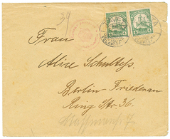 1910 4h(x2) Canc. TAVETA DEUTSCHE FELDPOST + Red Cachet ZENZUR PASSIERT DEUTSCH OSTAFRIKA On Envelope To BERLIN. Vf. - Deutsch-Ostafrika