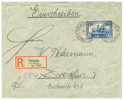 KIAUTSCHOU : 1914 1 MARK Canc. TSINGTAU On REGISTERED Envelope To GERMANY. Vvf. - Kiautschou