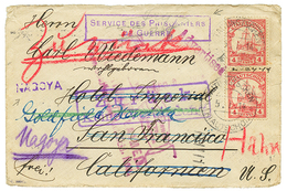KIAUTSCHOU : 1914 4c(x2) Canc. TAITUNGTSCHEN + Boxed SERVICE DES PRISONNIERS DE GUERRE On Envelope To SAN FRANCISCO (USA - Kiauchau