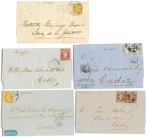 GIBRALTAR - STAMPS From SPAIN : 1856/70 Lot 5 Stamped Entire Letters From GIBRALTAR To SPAIN. Vvf. - Gibraltar