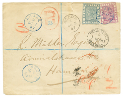 GOLD COAST : 1887 2d+ 4d Canc. AKUSE In Blue On REGISTERED Cover To HAMBURG (GERMANY). Superb. - Goldküste (...-1957)