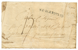 "1797 QUARTIER GENERAL De CORFU" : 1797 Very Rare Maritime Entry Mark V.D.M TOULON On Entire Letter Datelined "QUARTIER  - Ionian Islands