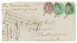 INDIA : 1870 8p + 4a(x2) + Extremely Scarce Boxed Cachet INSUFFICIENTLY PAID/ FOR BRINDISI ROUTE/DEFICIENT POSTAGE/ 3 On - Sonstige & Ohne Zuordnung